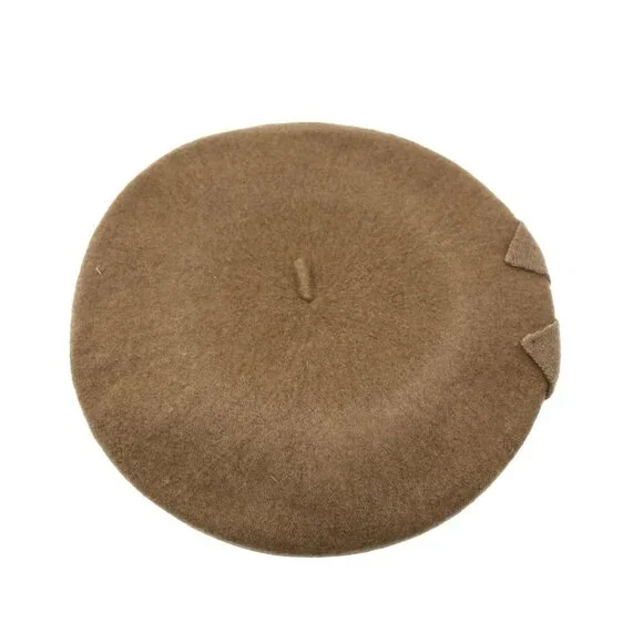 Camel Wool Beret w Bow Warm and Stylish for Church, Dress or Going Out - Hey Viv - Picture 3 of 4